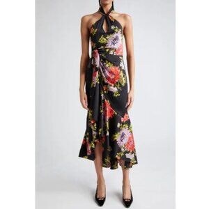 CINQ À SEPT 'Josie' Floral-Print High-Low Maxi-Dress, Black Multi